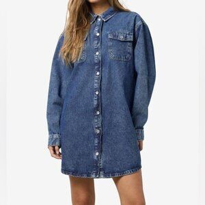 NWT Noisy May NMALVA Organic Cotton Denim Dress Jacket Sz L